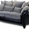 Casa Padrino Luxus Echtleder 4er Sofa Vintage Schwarz / Grau 274 cm
