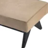 Casa Padrino Luxus Echtleder Bank Beige / Schwarz 164 x 54 x H. 44 cm - Gepolsterte Massivholz Sitzbank mit edlem Nubuk Büffelleder - Luxus Möbel