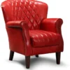 Casa Padrino Luxus Echtleder Sessel Rot / Dunkelbraun 84 x 85 x H. 90 cm - Wohnzimmer Leder Sessel - Echtleder Wohnzimmer Möbel