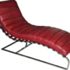 Casa Padrino Luxus Echtleder Lounge Sessel Liege Rot 140 x 59 x H. 82 cm - Art Deco Design