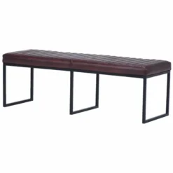 Casa Padrino Luxus Echtleder Sitzbank Dunkelbraun / Schwarz 180 cm - Echtleder Möbel
