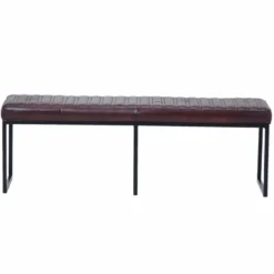 Casa Padrino Luxus Echtleder Sitzbank Dunkelbraun / Schwarz 180 cm - Echtleder Möbel