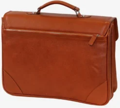Casa Padrino Luxus Echtleder Aktentasche Braun / Silber 42 x 16 x H. 29 cm - Herren Laptoptasche aus hochwertigem Leder - Luxus Herren Accessoires