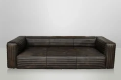 Casa Padrino Luxus Echt Leder Sofa VLAB in New Fudge, 3 Sitzer, 259 x 109 x 70 cm
