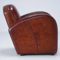 Casa Padrino Luxus Echtleder Sessel Braun / Schwarz - Echtleder Möbel