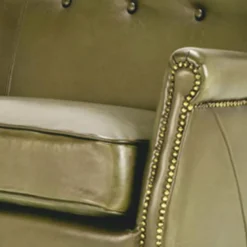 Casa Padrino Luxus Echtleder Sofa Grün / Schwarz 150 cm - Leder Möbel
