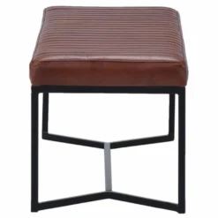 Casa Padrino Luxus Echtleder Sitzbank Braun / Schwarz 130 cm - Echtleder Möbel