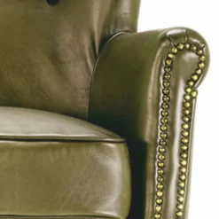 Casa Padrino Luxus Echtleder Sofa Grün / Schwarz 200 cm - Leder Möbel