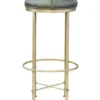 Casa Padrino Luxus Echtleder Barhocker Grün / Antik Messing H. 75 cm - Bar Möbel
