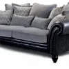 Casa Padrino Luxus Echtleder 3er Sofa Vintage Schwarz / Grau 230 cm