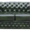 Casa Padrino Luxus Echtleder 2er Sofa Dunkelgrün 180 x 90 x H. 80 cm - Chesterfield Möbel