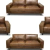 Casa Padrino Luxus Echtleder Wohnzimmer Set - Verschiedene Farben - 2 Sofas & 2 Sessel - Wohnzimmer Leder Möbel - Luxus Qualität