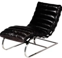 Casa Padrino Luxus Echtleder Vintage Sessel im Art Deco Stil Schwarz - 110cm x 60cm x 78cm
