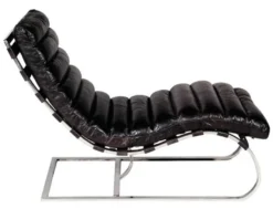 Casa Padrino Luxus Echtleder Vintage Sessel im Art Deco Stil Schwarz - 110cm x 60cm x 78cm