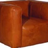 Casa Padrino Luxus Echtleder Wohnzimmer Sessel im englischen Stil Hellbraun 124 x 110 x H. 67 cm