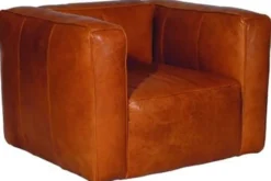 Casa Padrino Luxus Echtleder Wohnzimmer Sessel im englischen Stil Hellbraun 124 x 110 x H. 67 cm