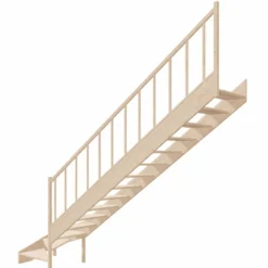 Casa Padrino Luxus Eck-Holztreppe mit Geländer rechte Seite Naturfarben H. 364 cm
