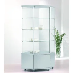 Casa Padrino Luxus Eck-Ladenvitrine 73 x 73 cm H. 180 cm mit Unterschrank - Ladeneinrichtung - Boutique Möbel - Made in Italy