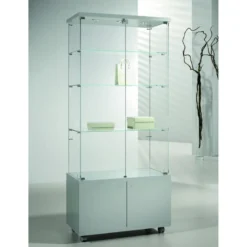 Casa Padrino Luxus Eck-Ladenvitrine 80 x 40 cm H. 181 cm mit 3 LED-Spots - Ladeneinrichtung - Boutique Möbel - Made in Italy