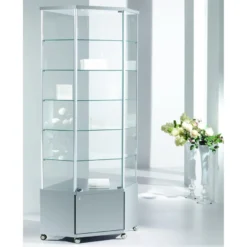 Casa Padrino Luxus Eck-Ladenvitrine 73 x 73 cm H. 220 cm mit Unterschrank - Ladeneinrichtung - Boutique Möbel - Made in Italy