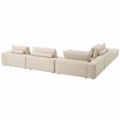 Casa Padrino Luxus Ecksofa Beige / Schwarz 388 x 360 cm - Modulares Wohnzimmer Sofa - Luxus Möbel