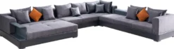 Casa Padrino Luxus Ecksofa Blau 445 x 370 cm - Wohnzimmer Sofa - Wohnzimmer Möbel - Luxus Möbel - Luxus Wohnzimmer Einrichtung