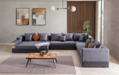 Casa Padrino Luxus Ecksofa Blau 445 x 370 cm - Wohnzimmer Sofa - Wohnzimmer Möbel - Luxus Möbel - Luxus Wohnzimmer Einrichtung