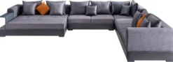 Casa Padrino Luxus Ecksofa Blau 445 x 370 cm - Wohnzimmer Sofa - Wohnzimmer Möbel - Luxus Möbel - Luxus Wohnzimmer Einrichtung
