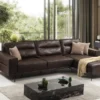 Casa Padrino Luxus Ecksofa Braun / Schwarz 305 x 185 cm - Modernes Wohnzimmer Sofa mit Nubuk Kunstleder - Luxus Schlafsofa - Luxus Wohnzimmer Möbel