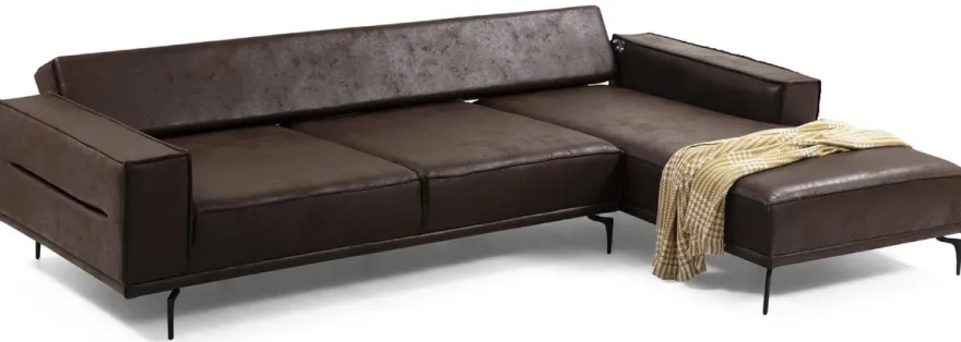 Casa Padrino Luxus Ecksofa Braun / Schwarz 305 x 185 cm - Modernes Wohnzimmer Sofa mit Nubuk Kunstleder - Luxus Schlafsofa - Luxus Wohnzimmer Möbel