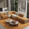 Casa Padrino Luxus Ecksofa Braun / Creme / Grau 340 x 232 x H. 72 cm - Modulares 6 Teiliges Wohnzimmer Sofa - Hotel Sofa - Wohnzimmer Möbel - Hotel Möbel - Luxus Möbel