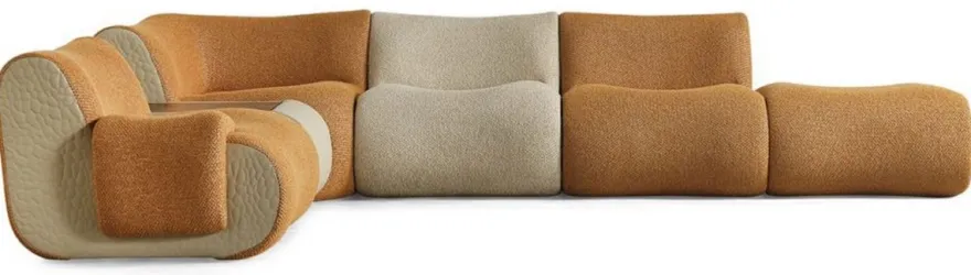 Casa Padrino Luxus Ecksofa Braun / Creme / Grau 340 x 232 x H. 72 cm - Modulares 6 Teiliges Wohnzimmer Sofa - Hotel Sofa - Wohnzimmer Möbel - Hotel Möbel - Luxus Möbel