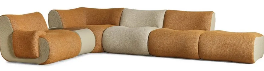 Casa Padrino Luxus Ecksofa Braun / Creme / Grau 340 x 232 x H. 72 cm - Modulares 6 Teiliges Wohnzimmer Sofa - Hotel Sofa - Wohnzimmer Möbel - Hotel Möbel - Luxus Möbel