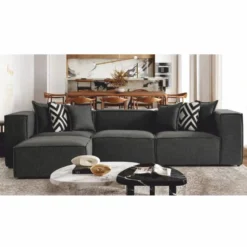 Casa Padrino Luxus Ecksofa Grau / Schwarz 315 cm - Wohnzimmer & Hotel Möbel