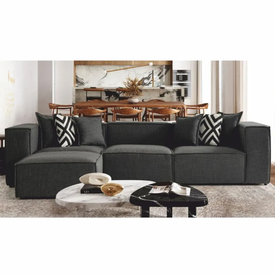 Casa Padrino Luxus Ecksofa Grau / Schwarz 315 cm - Wohnzimmer & Hotel Möbel