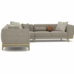 Casa Padrino Luxus Ecksofa Grau / Messing 315 cm - Wohnzimmer & Hotel Möbel