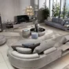 Casa Padrino Luxus Ecksofa Grau / Silber 430 x 100 x H. 65 cm - Wohnzimmer Sofa - Wohnzimmer Möbel - Luxus Möbel - Luxus Wohnzimmer Einrichtung