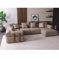 Casa Padrino Luxus Ecksofa Grau / Braun 390 cm - Modulares Wohnzimmer Sofa