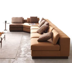 Casa Padrino Luxus Ecksofa Hellbraun / Braun / Dunkelbraun 450 x 225 x H. 73 cm - Wohnzimmer Sofa - Wohnzimmer Möbel - Luxus Möbel - Luxus Wohnzimmer Einrichtung