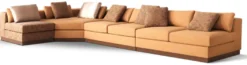 Casa Padrino Luxus Ecksofa Hellbraun / Braun / Dunkelbraun 450 x 225 x H. 73 cm - Wohnzimmer Sofa - Wohnzimmer Möbel - Luxus Möbel - Luxus Wohnzimmer Einrichtung