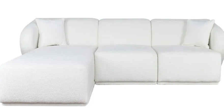 Casa Padrino Luxus Ecksofa Linke Seite Weiß 251 x 166 x H. 75 cm - Modulare Wohnzimmer Möbel