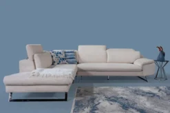 Casa Padrino Luxus Ecksofa mit verstellbaren Rückenlehnen Creme / Silber 305 x 260 cm