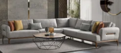 Casa Padrino Luxus Ecksofa mit verstellbaren Rückenlehnen Grau / Braun 325 x 295 x H. 97 cm - Wohnzimmer Sofa mit Schlaffunktion - Wohnzimmer Möbel - Luxus Möbel - Luxus Einrichtung