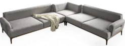Casa Padrino Luxus Ecksofa mit verstellbaren Rückenlehnen Grau / Braun 325 x 295 x H. 97 cm - Wohnzimmer Sofa mit Schlaffunktion - Wohnzimmer Möbel - Luxus Möbel - Luxus Einrichtung