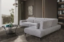 Casa Padrino Luxus Ecksofa mit verstellbaren Rückenlehnen Grau / Schwarz 330 x 240 cm