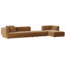 Casa Padrino Luxus Ecksofa Rechte Seite Braun / Weiß 420 cm - Modulares Wohnzimmer & Hotel Sofa