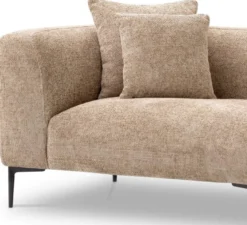 Casa Padrino Luxus Ecksofa Sandfarben / Schwarz 343,5 x 99-177 x H. 75 cm - Wohnzimmer Sofa mit 4 Kissen - Wohnzimmer Möbel - Wohnzimmer Einrichtung - Luxus Möbel - Luxus Einrichtung