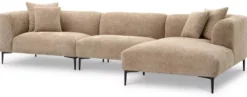 Casa Padrino Luxus Ecksofa Sandfarben / Schwarz 343,5 x 99-177 x H. 75 cm - Wohnzimmer Sofa mit 4 Kissen - Wohnzimmer Möbel - Wohnzimmer Einrichtung - Luxus Möbel - Luxus Einrichtung