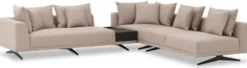 Casa Padrino Luxus Ecksofa Sandfarben / Bronze 340 x 292 x H. 64 cm - Edles Wohnzimmer Sofa mit Kissen - Luxus Möbel - Luxus Qualität