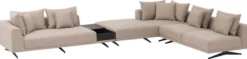 Casa Padrino Luxus Ecksofa Sandfarben / Bronze 340 x 292 x H. 64 cm - Edles Wohnzimmer Sofa mit Kissen - Luxus Möbel - Luxus Qualität